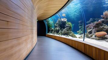 An aquarium with a large fish tank inside photo