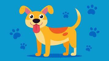 Goofy Grin with Tongue Out A mediumsized dog with big floppy ears and a wide exaggerated grin that stretches from ear to ear. Its bright eyes sparkle with joy and it has its tongue. vector
