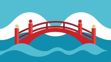 Bridge Over Water A sy bridge spanning turbulent water illustrating the transition from difficult emotional states to safety and peace.. vector