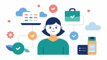Behavioral Adjustment Suggestions An illustration showing an AIpowered system tracking lifestyle habits and providing tailored reminders or tips to help individuals make healthier. vector