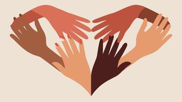 Unity Symbols A collage of hands of different skin tones creating a heart shape symbolizing unity and the collective fight against police brutality.. vector