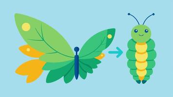 Butterfly Metamorphosis An image of a caterpillar transitioning into a butterfly representing the journey of personal transformation and the evolution of gender identity.. vector