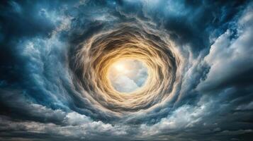 A vortex in the sky with clouds and sun photo