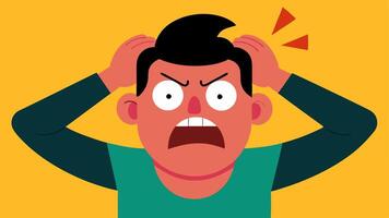 Expression of Exasperation A character is depicted with exaggerated facial featureslike a furrowed brow and flared nostrilstransforming their expression into one of extreme. vector