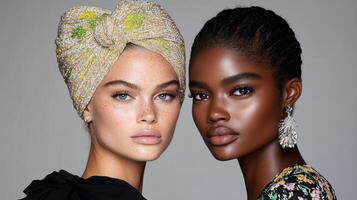 Two women wearing turbans and head wraps photo