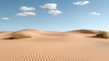 A desert with sand dunes and grass photo