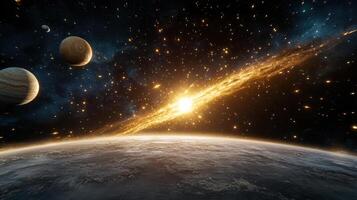 An image of the earth and planets in space photo