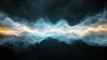 A blue and yellow lightning bolt on a black background photo