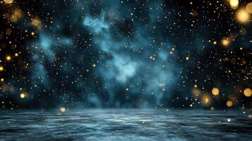 A dark blue and gold background with stars photo