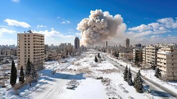 The city of aleppo in winter photo