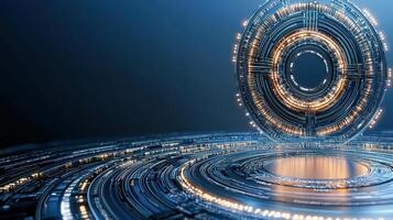 Futuristic technology background with a circular structure photo