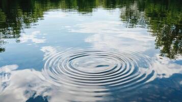 A circular ripple in the water is reflected on the surface photo