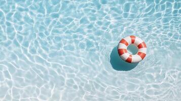 A life preserver floating in a pool photo
