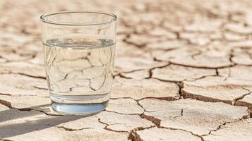 A glass of water sitting on the ground photo