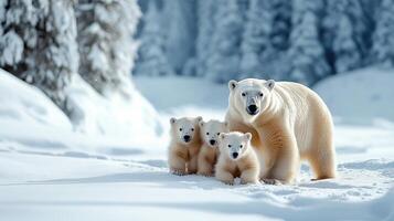 Polar bear family in the snow photo