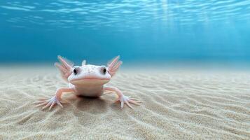 A small white lizard on the sand photo