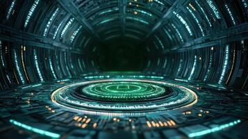 Futuristic futuristic space background with glowing lights photo