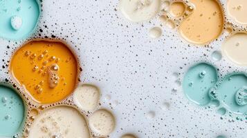 Soap bubbles in a bathtub with different colors photo