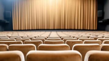 Rows of empty seats in a theater photo
