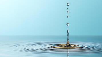 Water droplets falling into the water photo