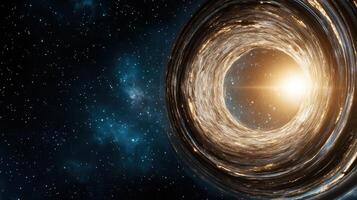 Black hole in space with a bright light photo