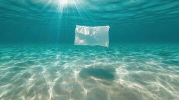 A plastic bag floating in the ocean photo