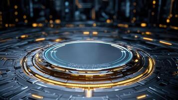 Futuristic futuristic technology background with glowing lights photo
