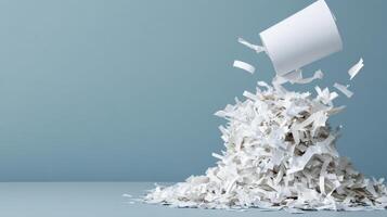 A pile of shredded paper with a paper sheet flying out of it photo