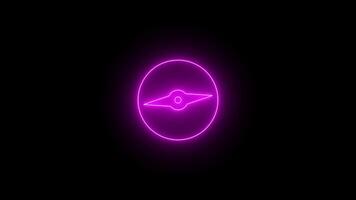 Glowing neon circle rotting and pink color clock animation icon digital analog clock wall clock stopwatch alarm clock timer animated sign symbol on black background video