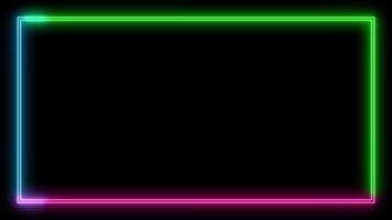 Abstract Green Neon light rectangle frame loading icon background in retro style, 4k animation video