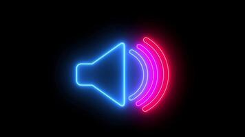 Neon Sound, music, speaker Audio technology, music, and sound. 4k Animation of speaker volume. voice and soundtrack wave equalizer. Audio Technology, Music control , and Sound. audio video