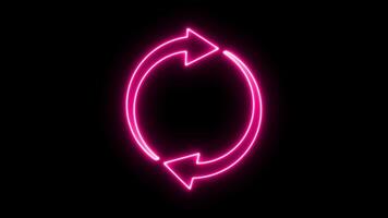 Glowing neon line Refresh icon isolated on black background. Reload symbol. reload icon animation video