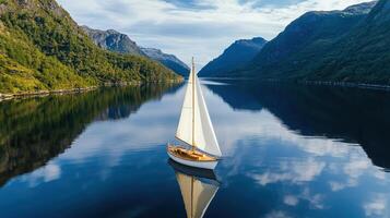 A sailboat floating in a body of water photo