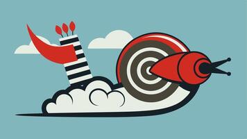 JetPowered Adventure This illustration depicts a snail in midzoom with its jet engines roaring to life. The snails shell is detailed with rivets and decals showcasing its racing. vector
