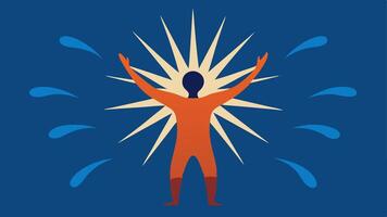 Charismatic Presence A silhouette of a person radiating light or waves of energy symbolizing the magnetic pull of a charismatic leader who draws others in.. vector