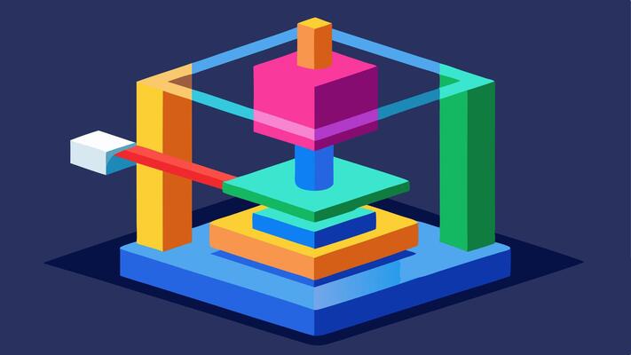 Layer by Layer A closeup illustration showing a 3D printer creating a colorful figurine layer by layer with translucent layers building upwards..