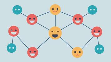 Empathy Web A web of connections with people holding hands showing different emotions. Lines connect those feeling empathy to illustrate how it persists throughout social ties.. vector