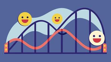 Emotional Rollercoaster A teenager on a rollercoaster labeled Emotions with peaks representing happiness and dips portraying sadness and anxiety demonstrating the ups and downs of. vector
