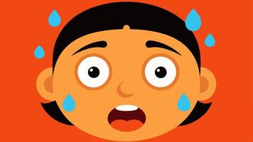 Literal Eye Roll A closeup of a face where the eyes are rolled up towards the forehead with expressive eyebrows raised high. The mouth is pursed and there are comicstyle sweat. vector