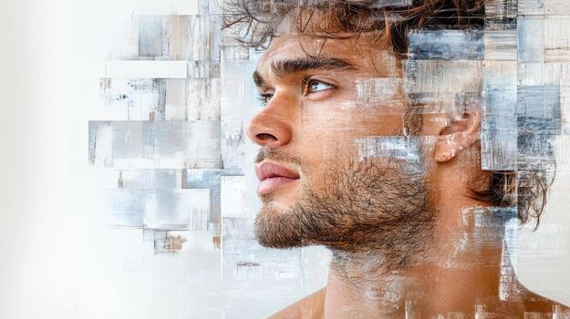 un hombre con un barba y un cuadrado cara foto