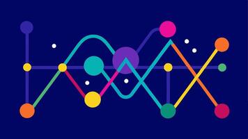 Graphs and Algorithms A visually appealing representation of a vibrant line graph merging with mathematical algorithms signifying the fusion of data analysis and AI technology.. vector
