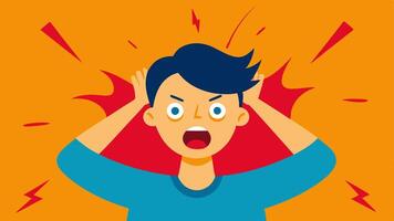 Frantic Energy Illustrate a person caught in a whirlwind of frustration pulling their hair in an exaggerated manner. Their eyes are widened in disbelief and their mouth is open. vector
