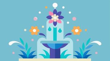 Floral Fountain An intricate design where the waterfall is formed by cascading floral patterns incorporating elements of abstract art. The waterfall features shapes of petals and. vector