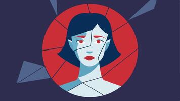 Broken Mirror A shattered mirror reflecting fragmented images of a persons face symbolizing the distorted selfimage that can arise from emotional manipulation and gaslighting.. vector