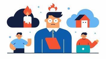 These s capture different aspects of overwork and burnout culture using visual metaphors to communicate the struggles faced by employees under pressure.. vector