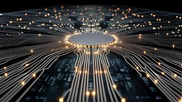 A circuit board with glowing lines photo