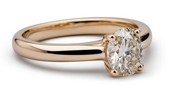 An oval diamond engagement ring in rose gold photo