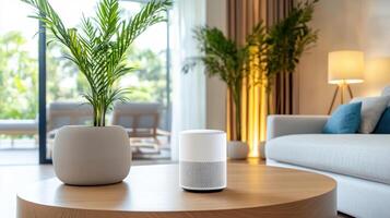 Amazon echo dot in living room photo