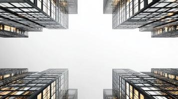 Modern skyscrapers in the sky with white clouds photo