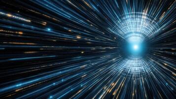 A blue light is coming out of a black hole photo